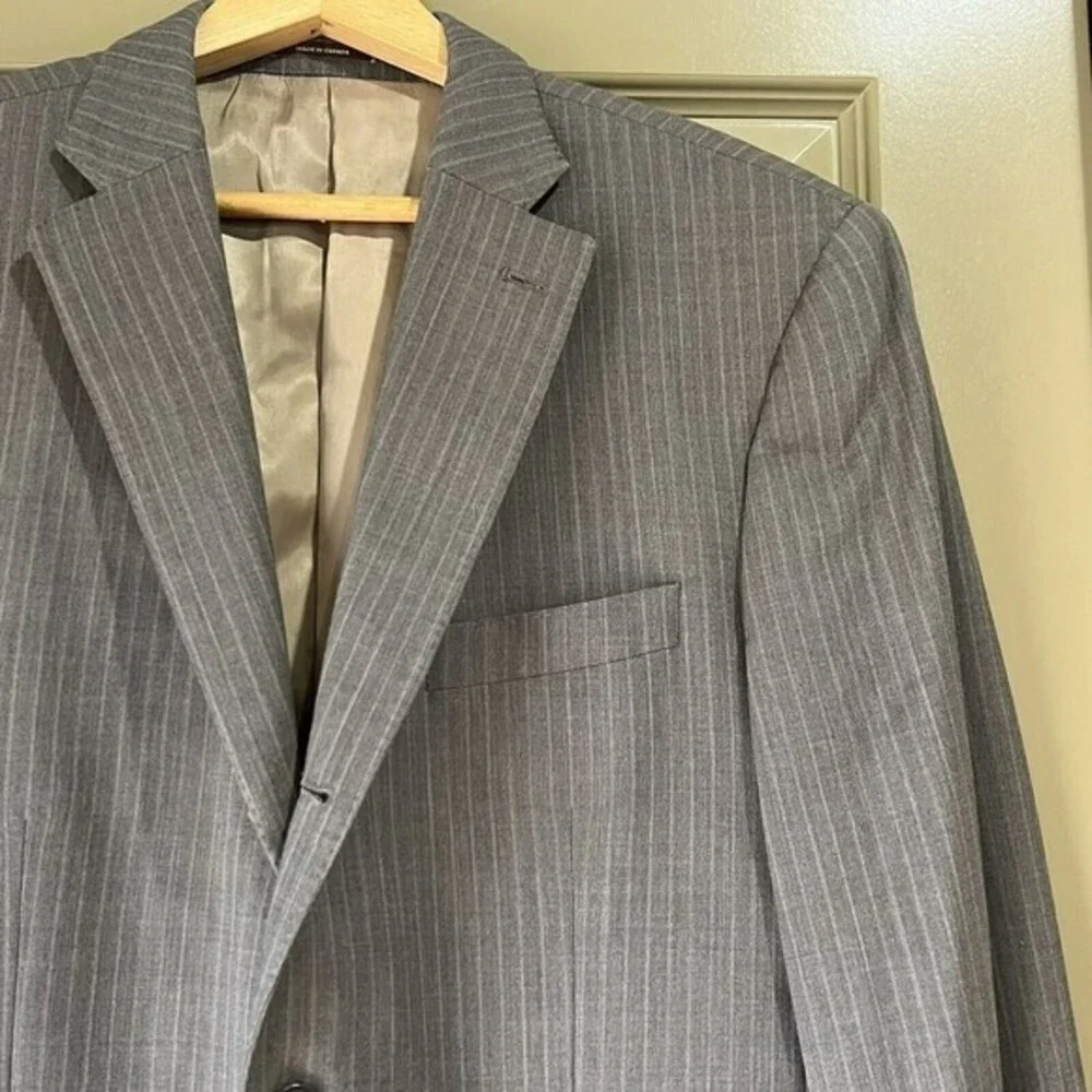 PETER MILLAR Crown Wool Mens Gray Striped Blazer Sport Coat Jacket